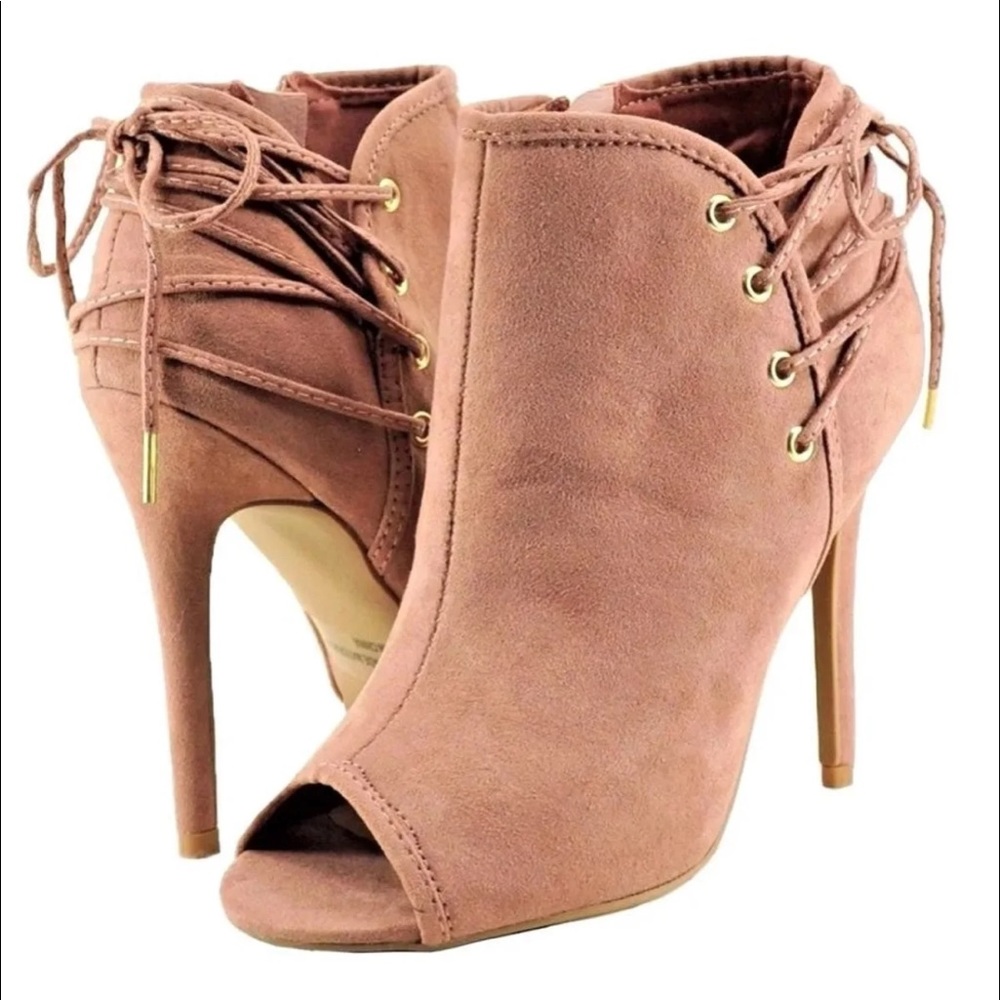 Peep Toe Laced Ankle Boots Size 9 New in Box